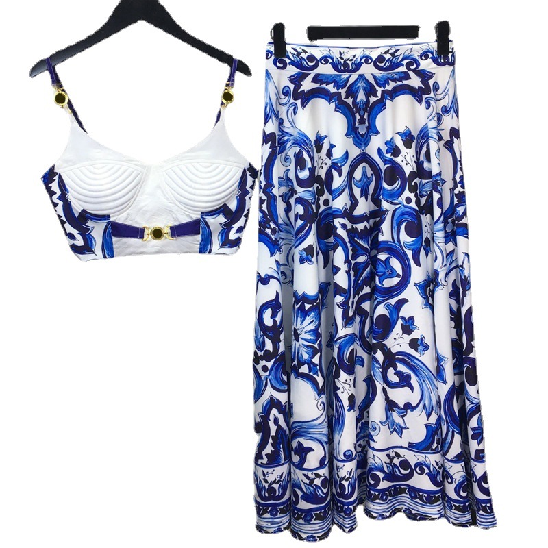 Summer Bohemain Blue And White - Suspender Tank Top recension och pris