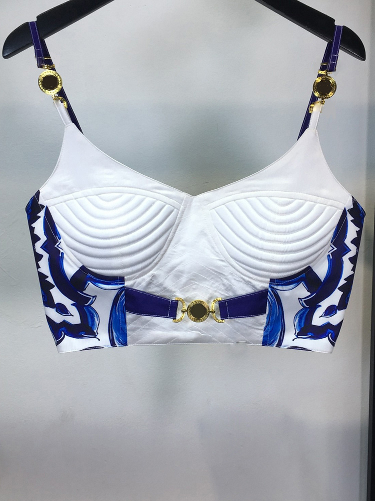 Summer Bohemain Blue And White - Suspender Tank Top recension och pris